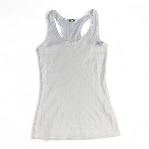 Made in Italy 100% cotton white tank with sequin details